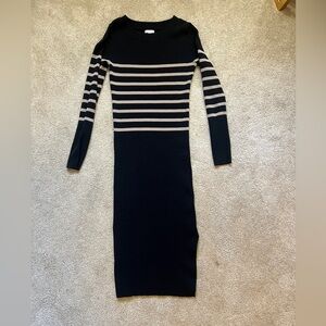 Nordstrom BP Elegant Black and Cream Striped Dress Size XS